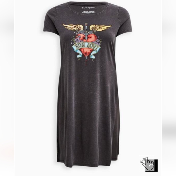 torrid Tops - Host Pick🎊🎉Torrid Bon Jovi Gray Cotton Wash Split Tunic